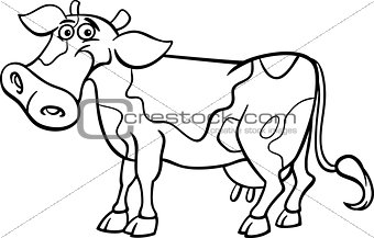 farm cow cartoon for coloring book