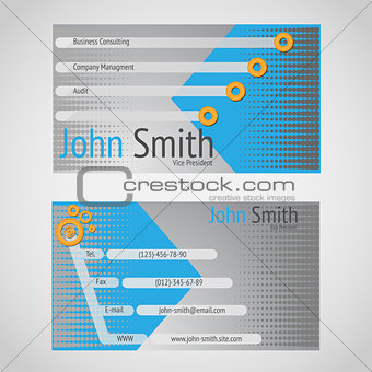 Stylish modern vector business card with standart 90 x 50 mm
