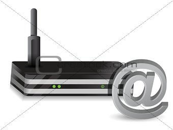 Wireless Router at sign internet