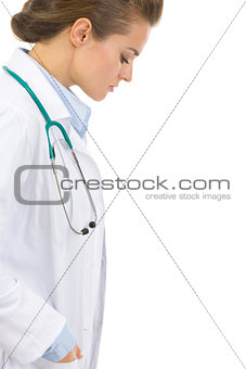 Portrait of thoughtful medical doctor woman