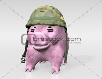 pink piggy is ready to war