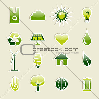 Green environment icons set