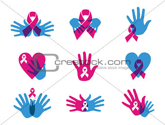 Breast cancer awareness ribbon set