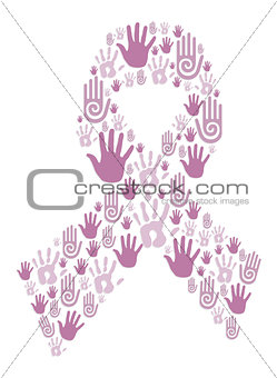 Hands in breast cancer awareness ribbon