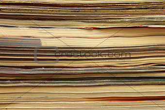 Magazines stack close-up