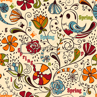 Vector Seamless Spring Pattern