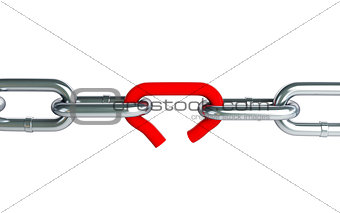 Broken chain link chain