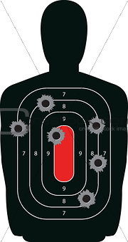 Silhouette Shooting Range Gun Target with Bullet Holes