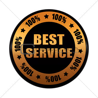 best service 100 percentages in golden black circle label