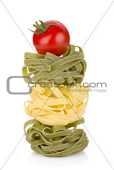 Fettuccine nest pasta with tomato cherry