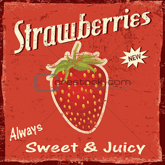 Strawberry vintage poster