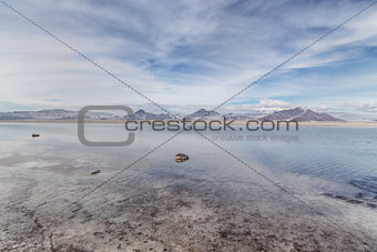 Flooded Bonneville Salt Flats in Utah, USA.