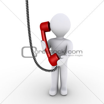 Person is talking on the telephone