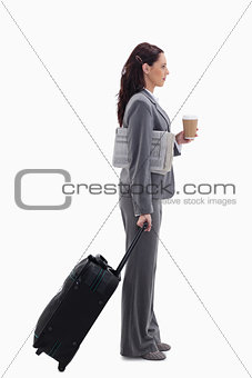 Profile of a businesswoman going for a trip