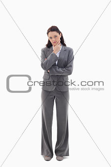 Businesswoman with the hand on her chin