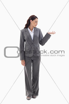 Businesswoman presenting a product