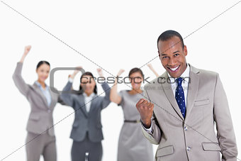 Successful business team with a man in the foreground