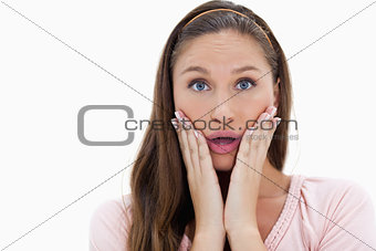 Close-up of a surprised young woman