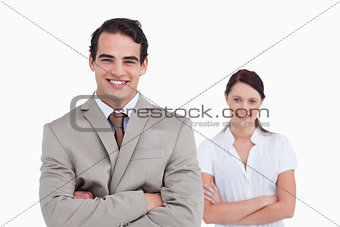 Smiling businessteam with arms crossed