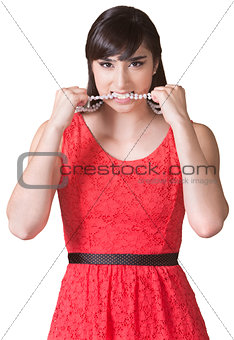 Angry Lady Biting Necklace