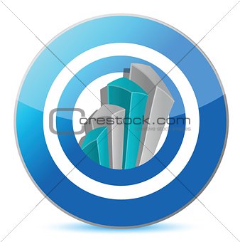 Bright blue graph on a target