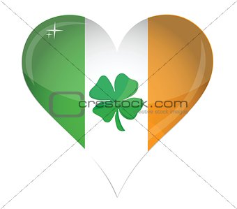 Ireland Flag Heart Glossy and clover