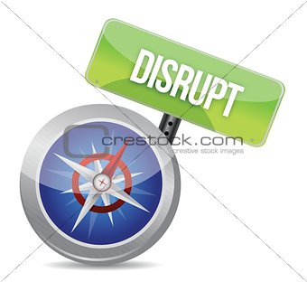 Disrupt on a compass symbolizing a new paradigm
