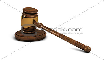 Wooden gavel, legal set on white