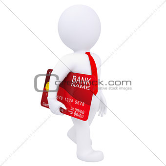 3d man carries a credit card