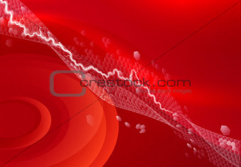Abstract hexagons red background
