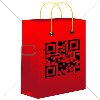 Red shopping bar with qr code