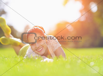 Smiling girl enjoying spring