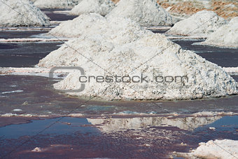 Salt piles in salt farm, India 