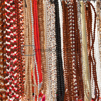 Indian beads in local market in Pushkar.