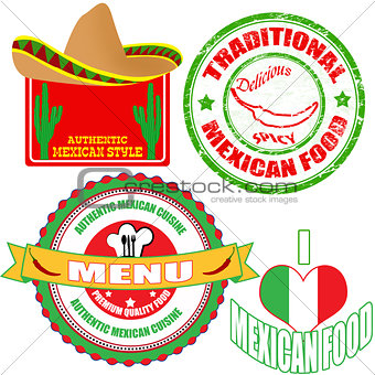 Set of authentic mexican food stamp and labels