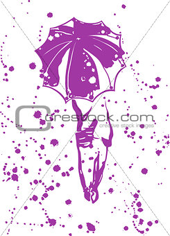 Abstract composition - girl with an umbrella