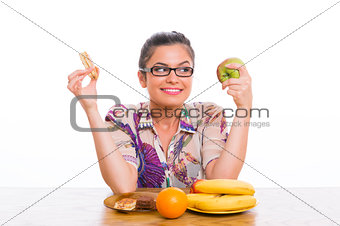 Woman choosing fruits