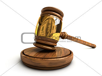 Gavel with the reflection of dollar