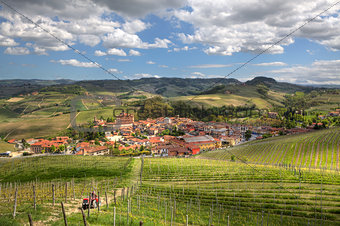 Town of Barolo among hills. Piedmont, Northern Italy.
