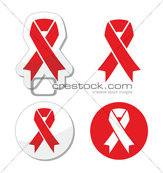 Red ribbon - AIDS, HIV, heart disease, stroke awereness sign