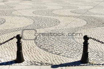 Details in cobblestone plaza