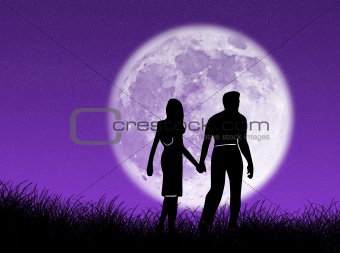 Couple in the moon