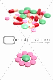 Many different tablets on a white background