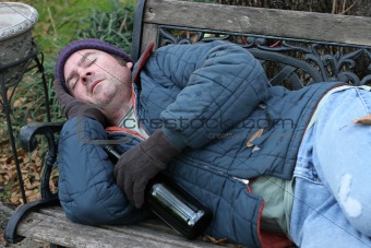 Homeless Man - On Park Bench