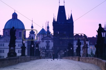 Morning Walk on Prague's Charles Bridge