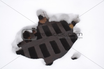 melted hole in snow