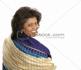 Indian Woman Colorful Shawl
