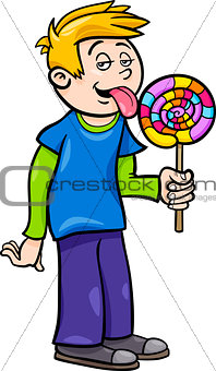 boy with lollipop cartoon illustration