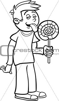 boy with lollipop cartoon for coloring