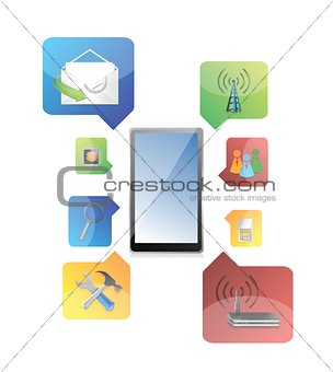 tablet with icons